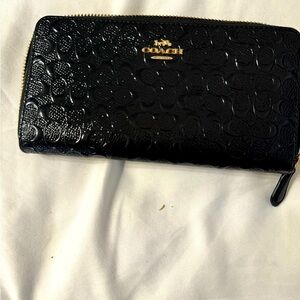 Coach signature, leather, accordion wallet